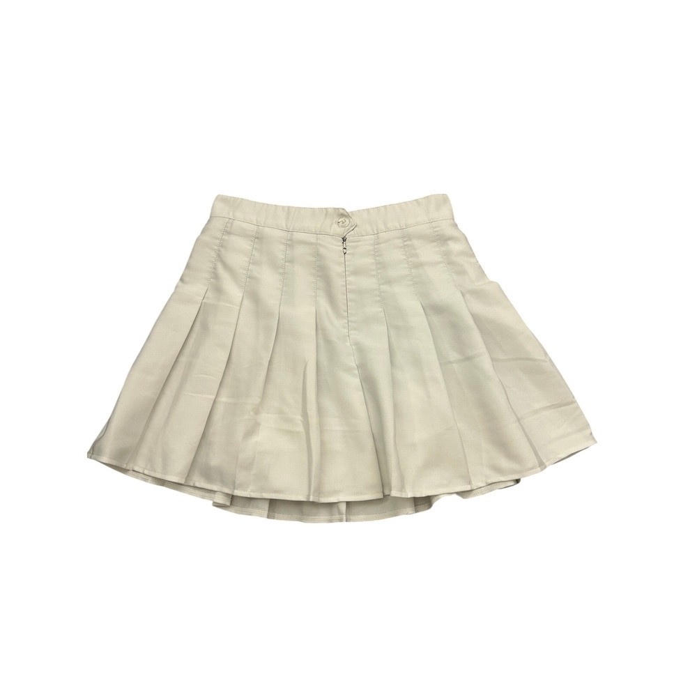 Vintage Sexy Pleated Mini Skirt Womens XL Cream Excellent High Waisted Preppy